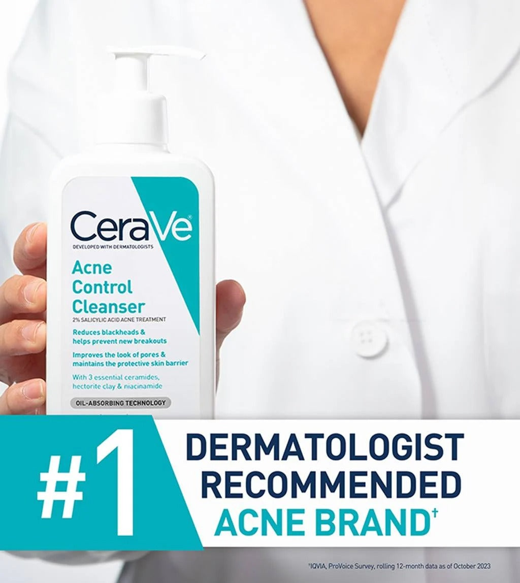 CeraVe Acne Control Cleanser | 2% Salicylic Acid Gel-to-Foam Face Wash
